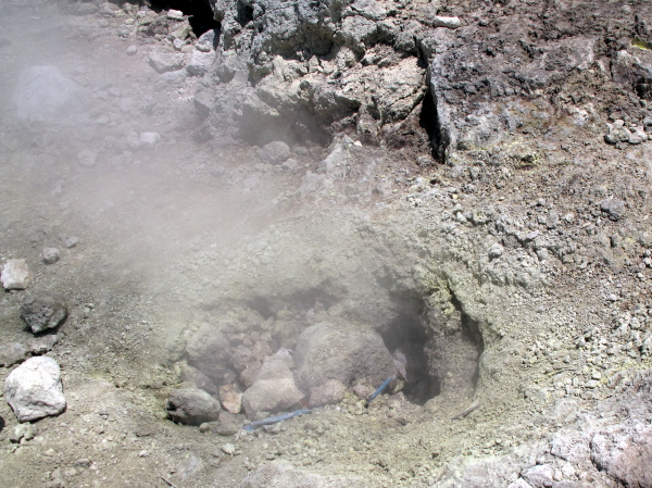 Close-up of one of the small - and stinky - steam vents near the main crater