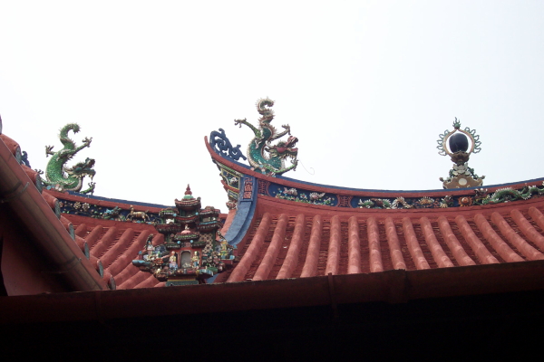 Some of the elaborate sculptures on the roof of the temple