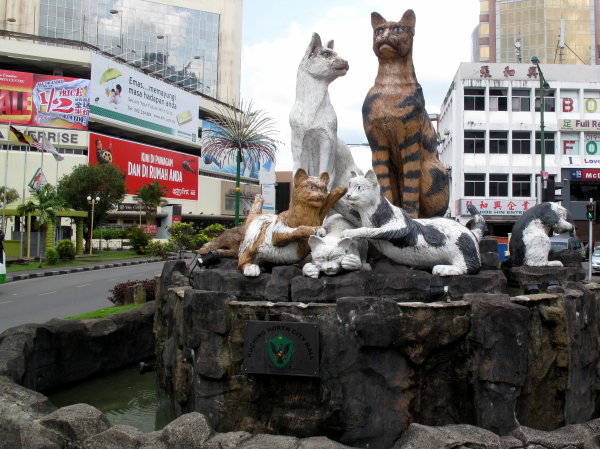 The concrete cats welcoming you to Kuching