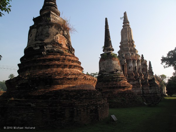 The many small pagodas along the river bank