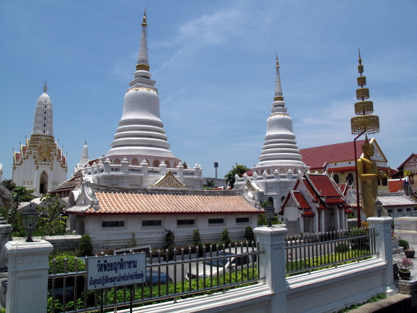 View of the temple from a bridge over the canal