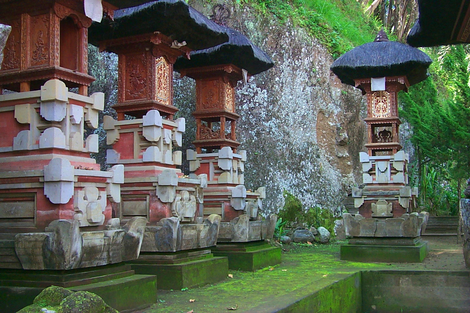 Meru pagodas to the side of the cave