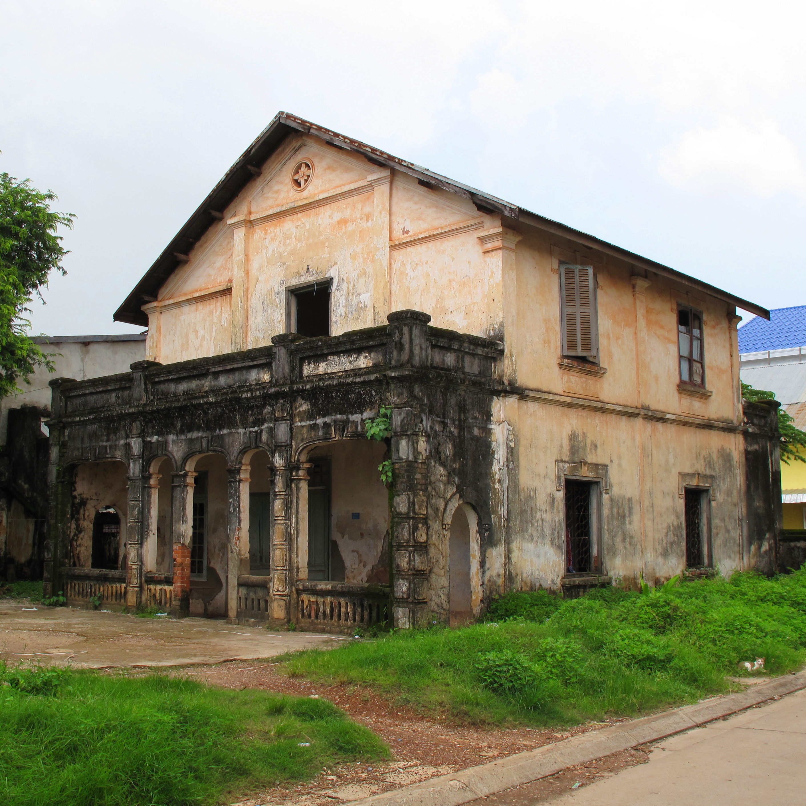 A stately old house, still in use although unkempt