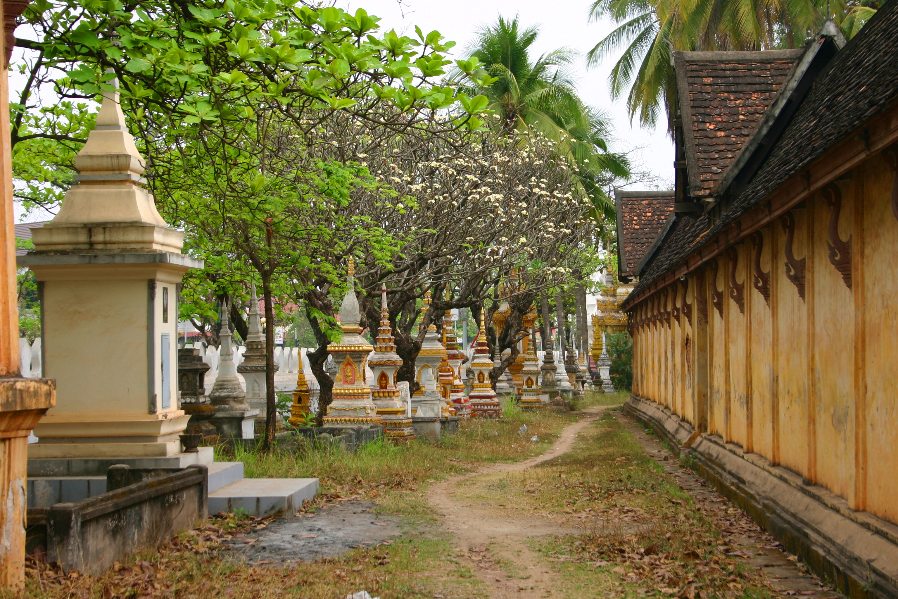 A row of funerary reliquaries along the western wall of Wat Sisaket