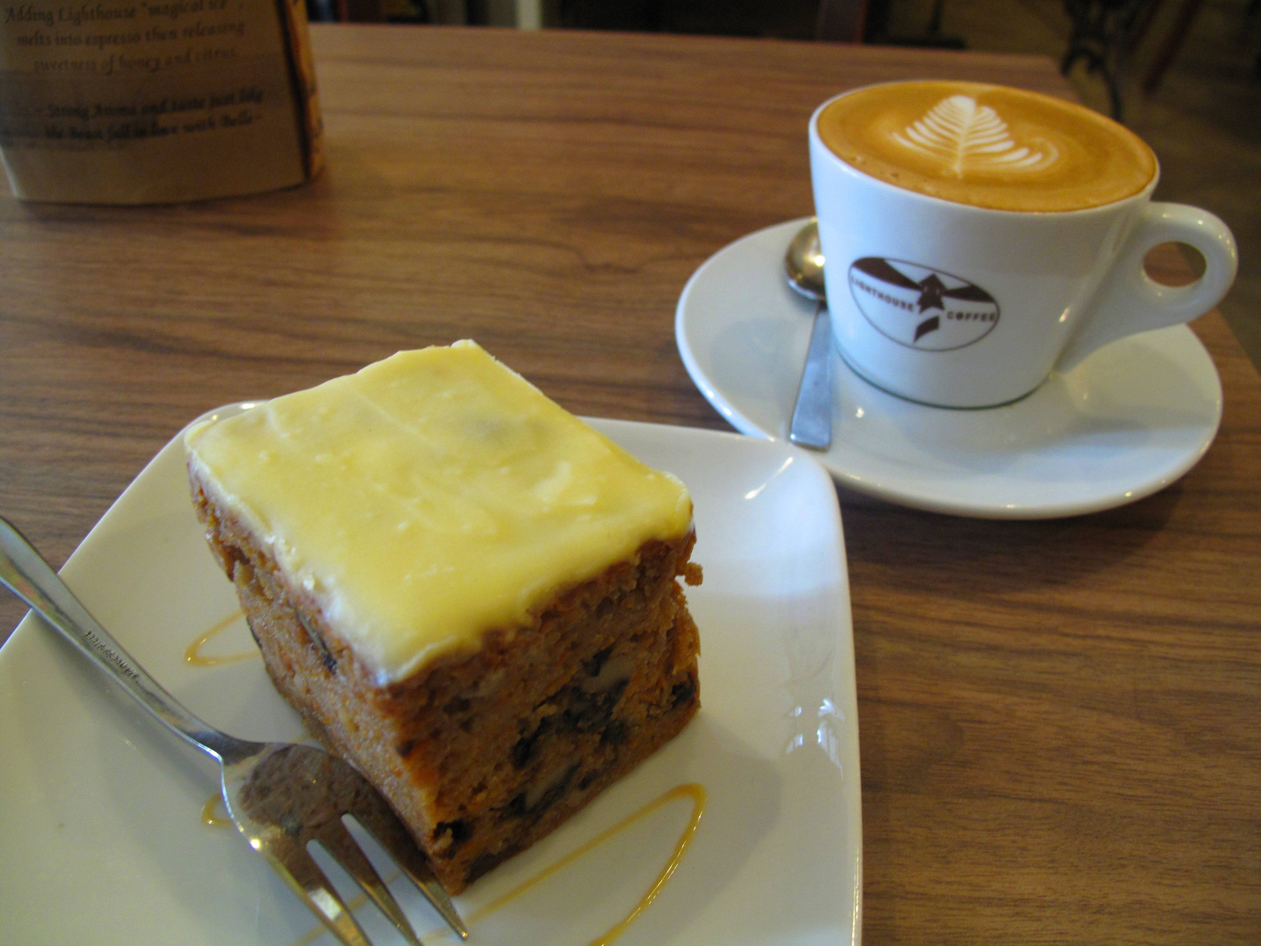 Coffee and Carrot Cake at Lighthouse Coffee